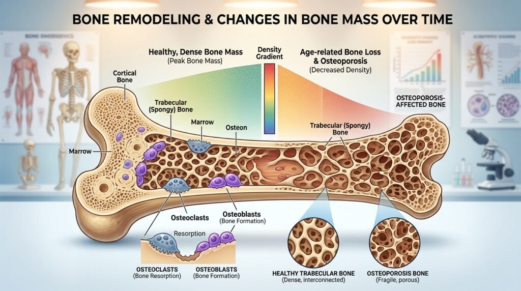 Bone remodeling and bone mass changes Bone remodeling and bone mass changes