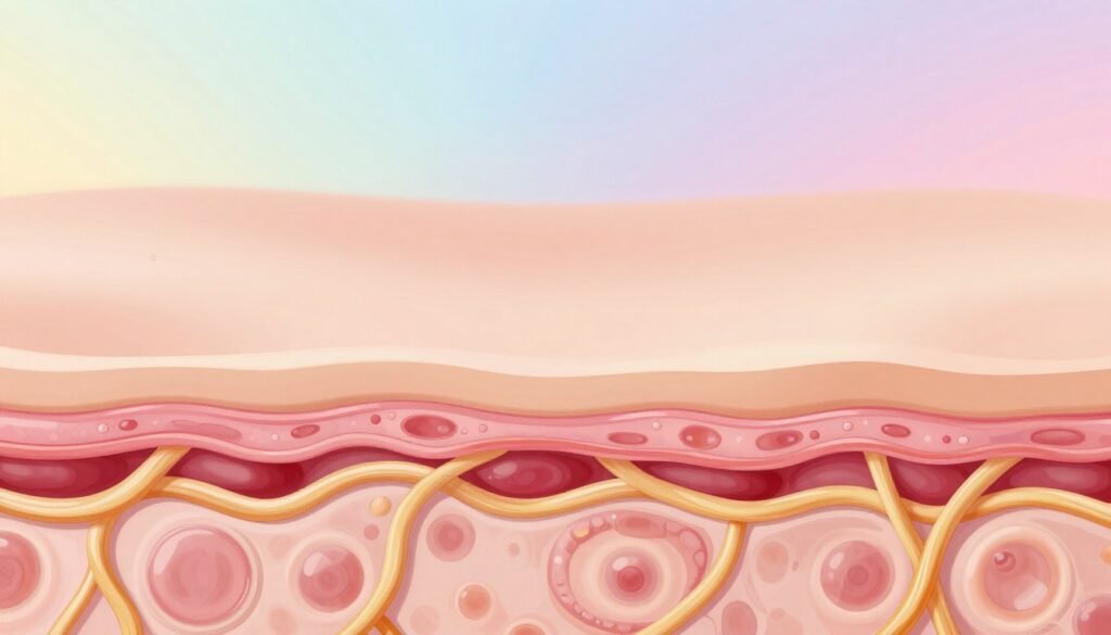 Skin layers and collagen elastin beneath the surface
